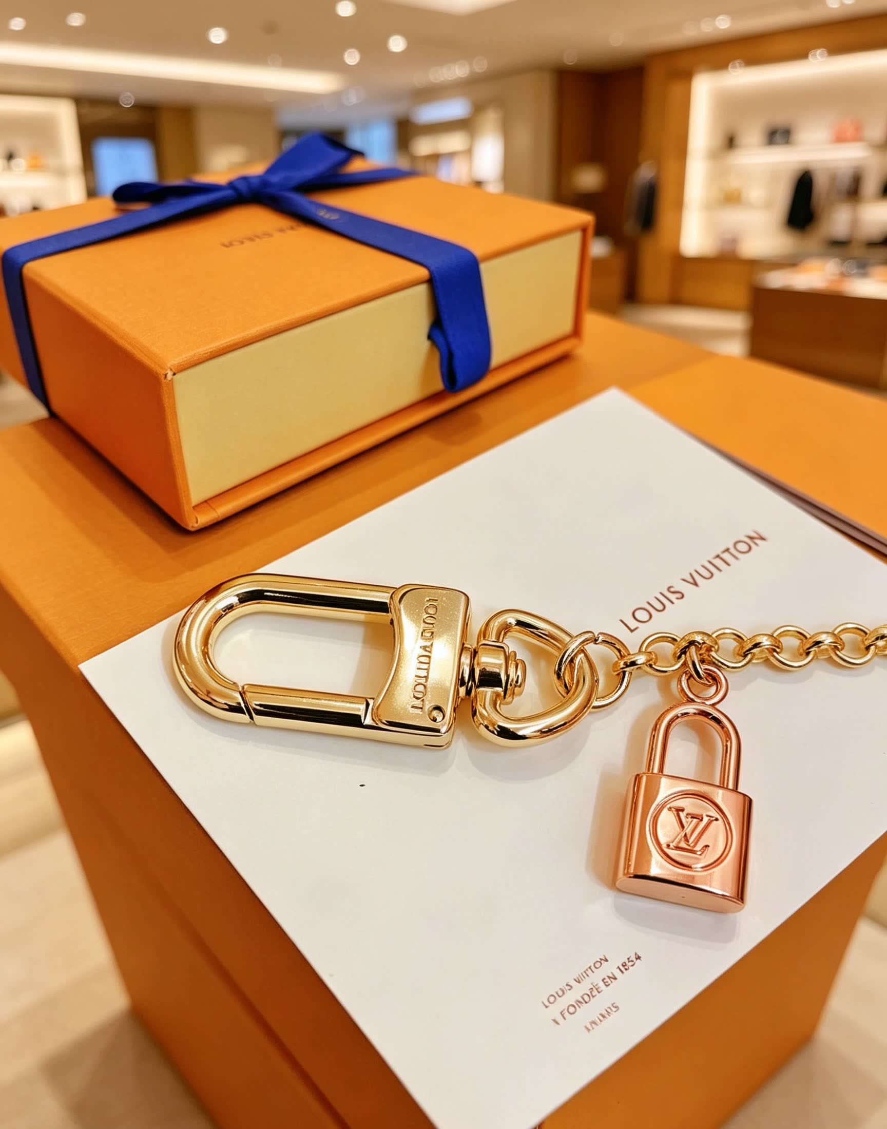 Louis Vuitton Keychain with Lock and Logo Charms
